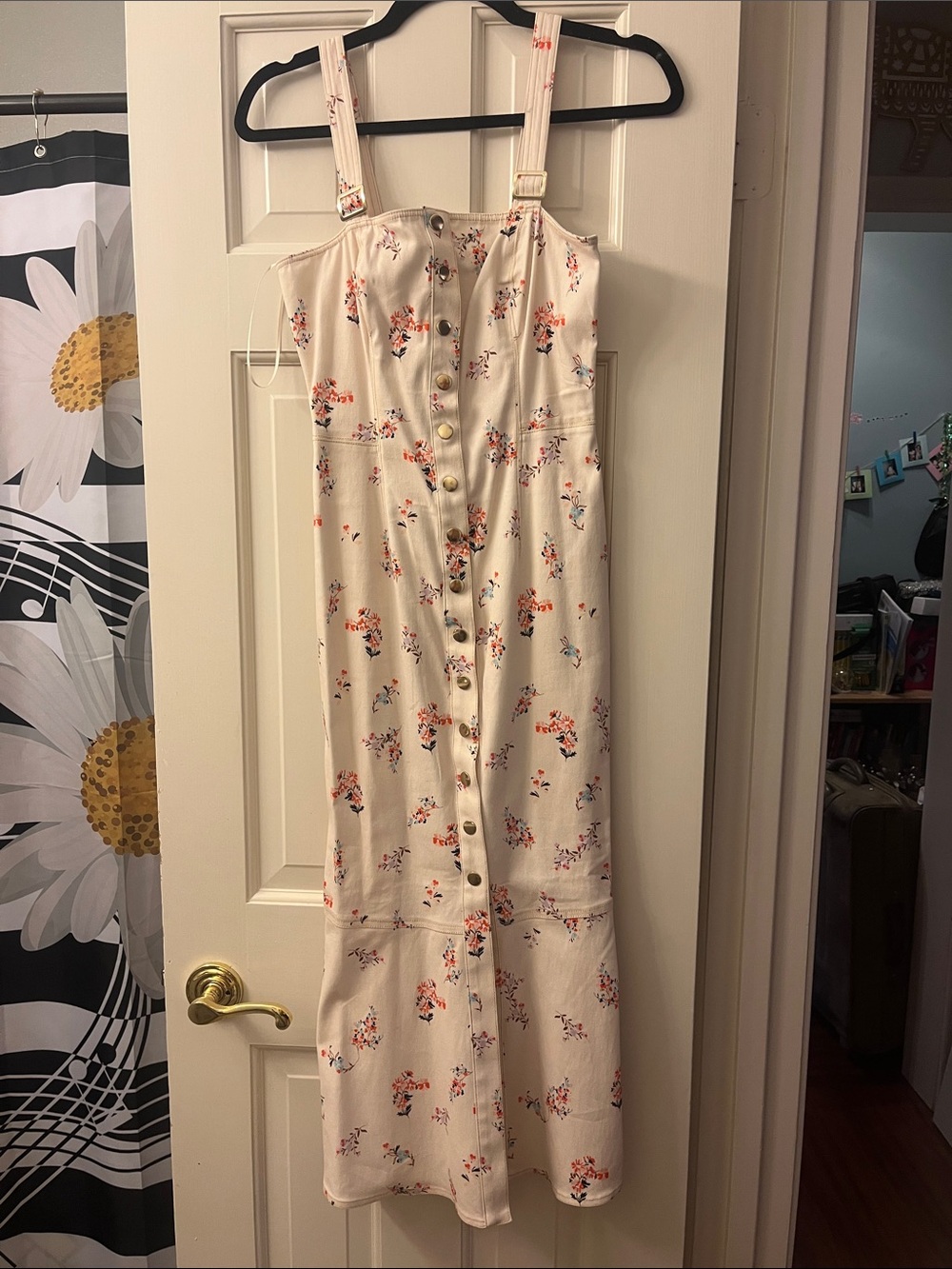 Finders Keepers Cream Floral Maxi Dress with Pink & Orange Accents